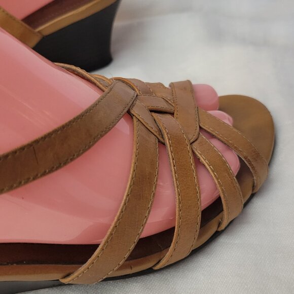 Naturalizer Leather Sandals Natural Soul sz 8 Caramel Shoes slingback Pelican - Picture 7 of 13